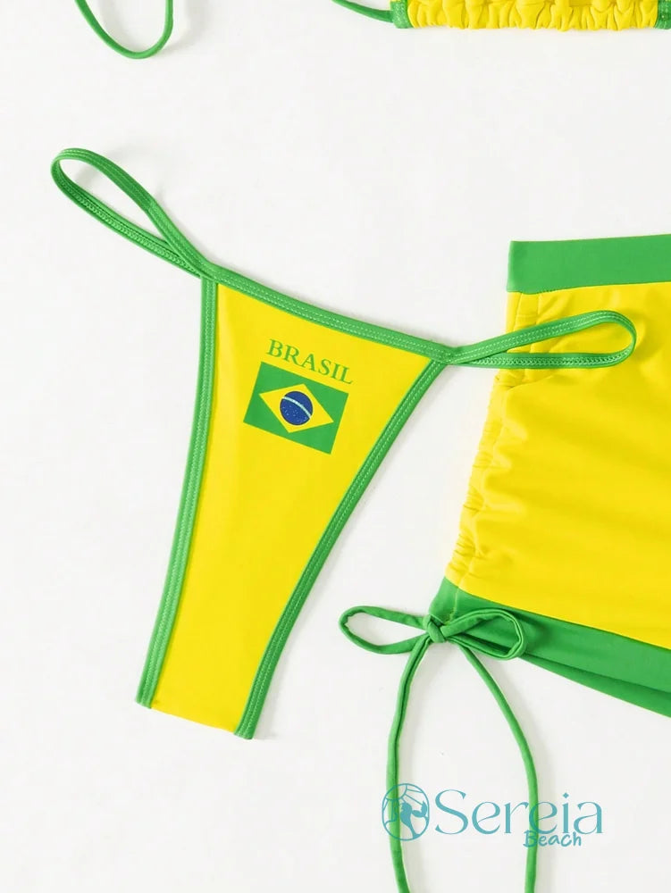 Biquíni Amarelo com Detalhe Bandeira do Brasil Biquíni Amarelo com Detalhe Bandeira do Brasil