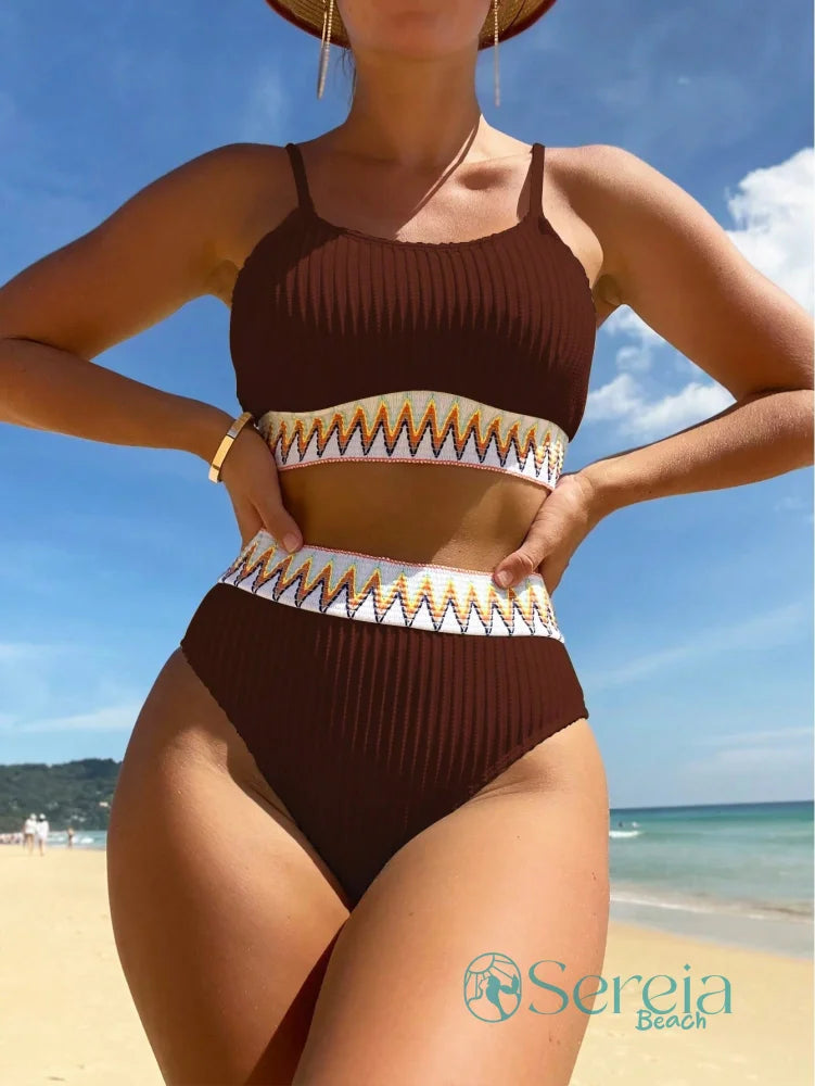 Biquini Cintura Alta com Top Cropped Texturizado Biquini Cintura Alta com Top Cropped Texturizado