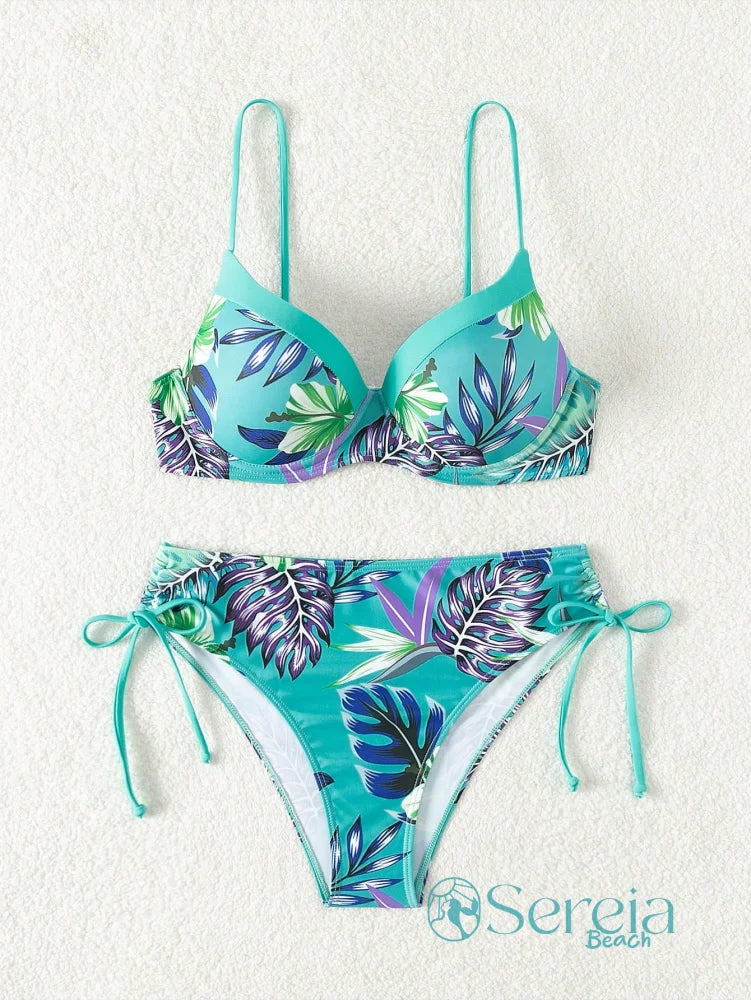 Biquini com Estampa Floral e Laterais Ajustáveis Biquini com Estampa Floral e Laterais Ajustáveis