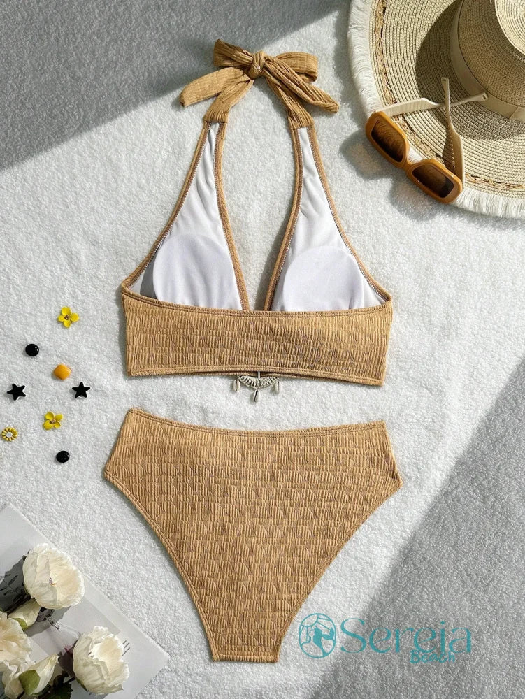 Biquini com Top Halter e Cintura Alta com Laço Lateral Biquini com Top Halter e Cintura Alta com Laço Lateral