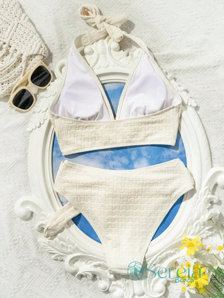 Biquini com Top Halter e Cintura Alta com Laço Lateral Biquini com Top Halter e Cintura Alta com Laço Lateral