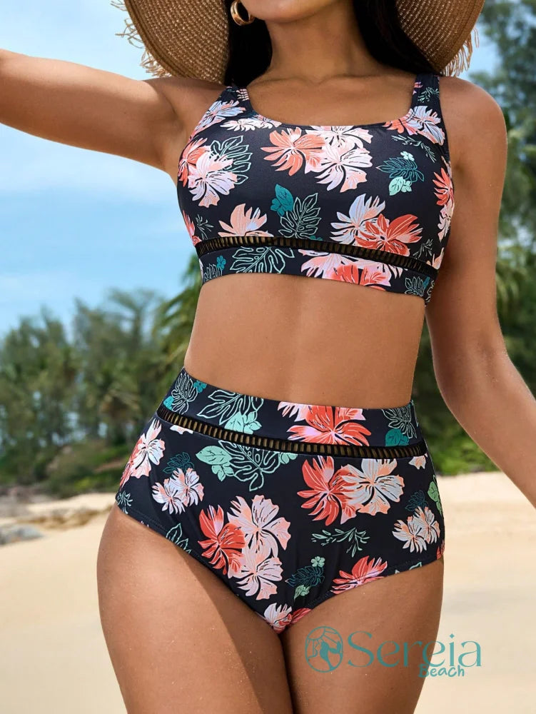 Biquíni Top Faixa com Estampa Floral e Cintura Alta Biquíni Top Faixa com Estampa Floral e Cintura Alta