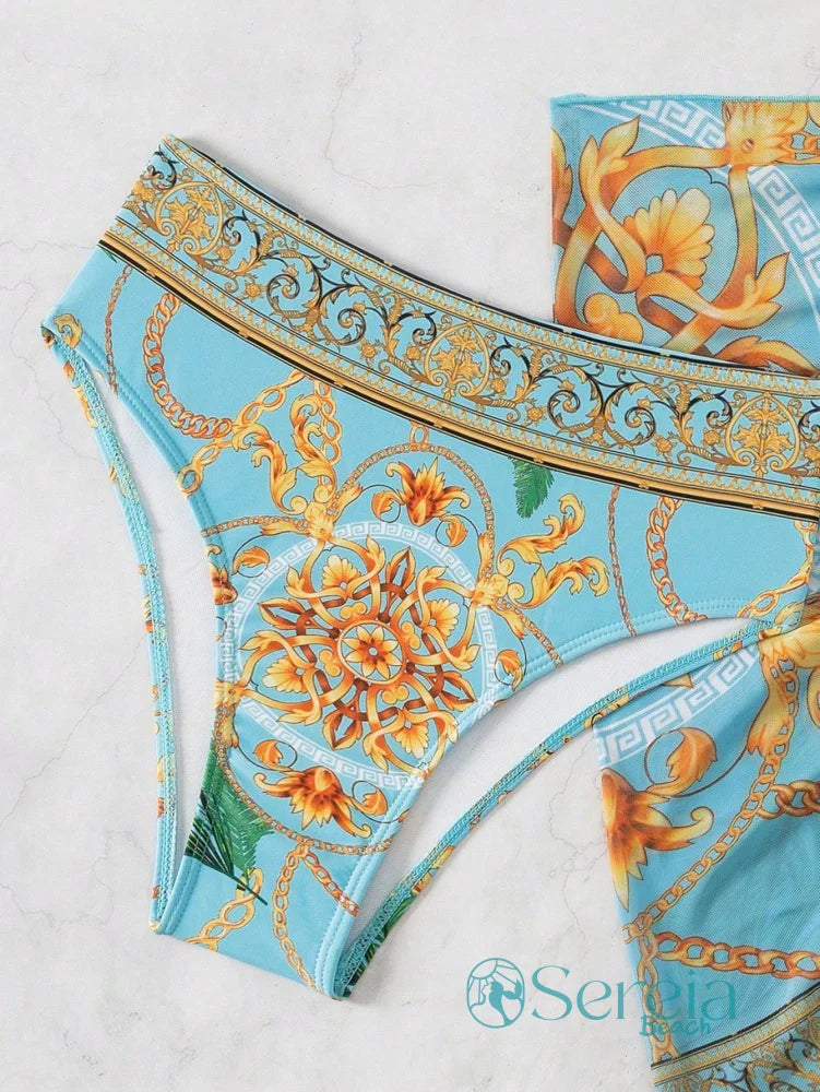 Conjunto de Biquíni com Bojo e Canga Estampada Conjunto de Biquíni com Bojo e Canga Estampada