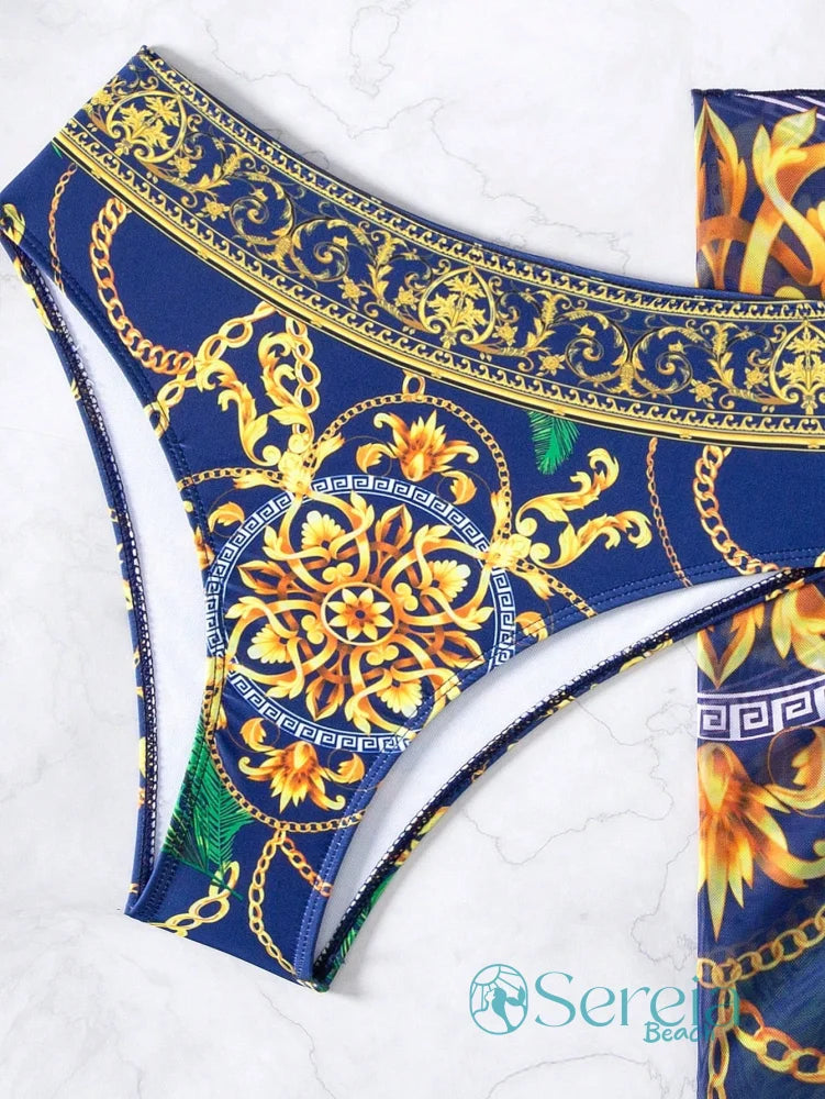 Conjunto de Biquíni com Bojo e Canga Estampada Conjunto de Biquíni com Bojo e Canga Estampada