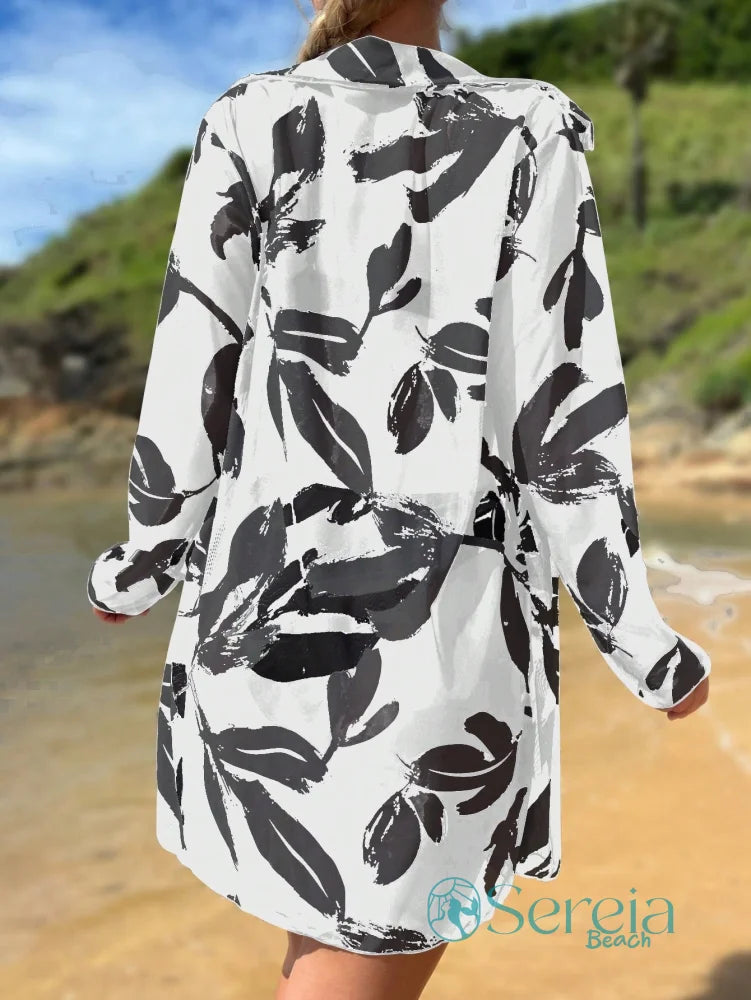 Conjunto de Biquíni com Estampa Floral e Kimono Transparente Conjunto de Biquíni com Estampa Floral e Kimono