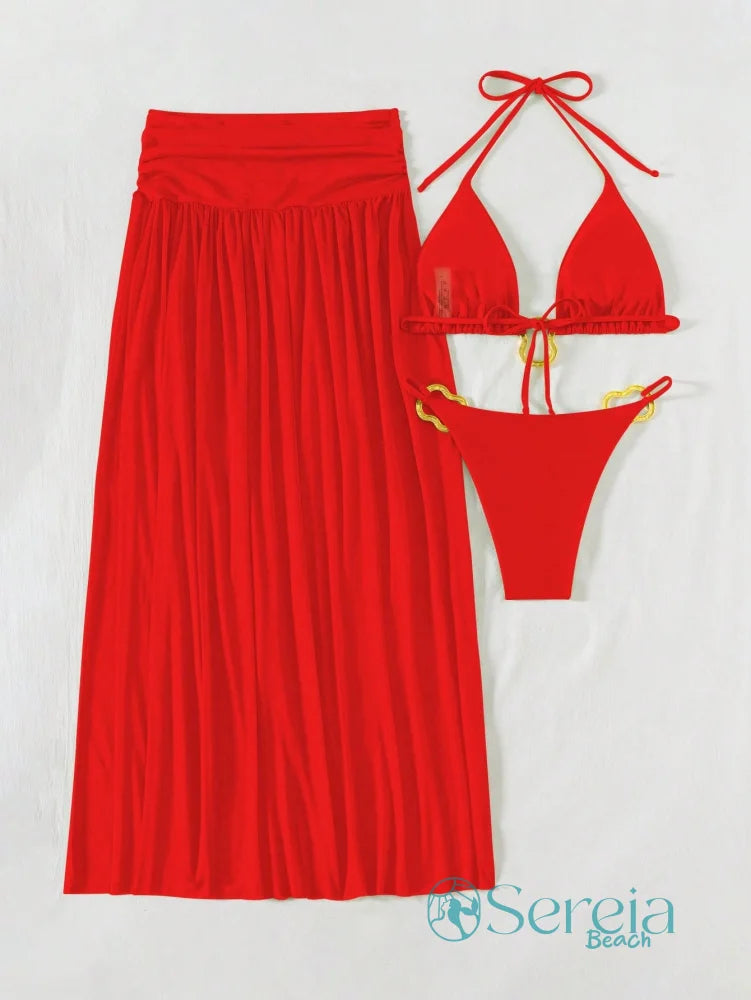 Conjunto de Biquíni com Saia Longa e Argolas Conjunto de Biquíni com Saia Longa e Argolas