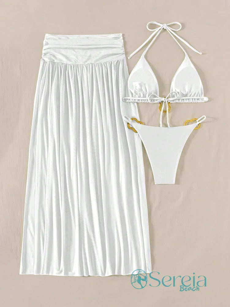 Conjunto de Biquíni com Saia Longa e Argolas Conjunto de Biquíni com Saia Longa e Argolas