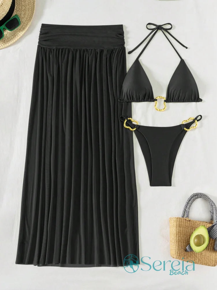 Conjunto de Biquíni com Saia Longa e Argolas Conjunto de Biquíni com Saia Longa e Argolas
