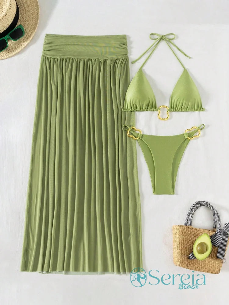Conjunto de Biquíni com Saia Longa e Argolas Conjunto de Biquíni com Saia Longa e Argolas