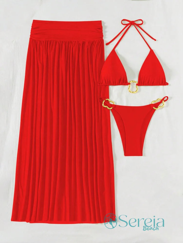 Conjunto de Biquíni com Saia Longa e Argolas Conjunto de Biquíni com Saia Longa e Argolas