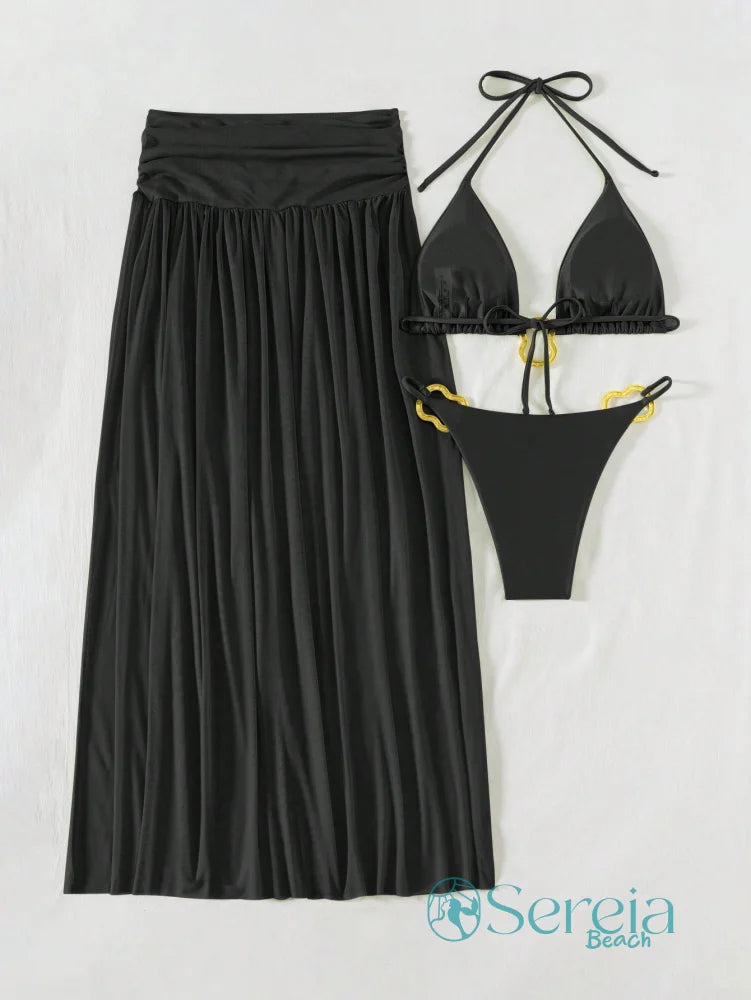 Conjunto de Biquíni com Saia Longa e Argolas Conjunto de Biquíni com Saia Longa e Argolas