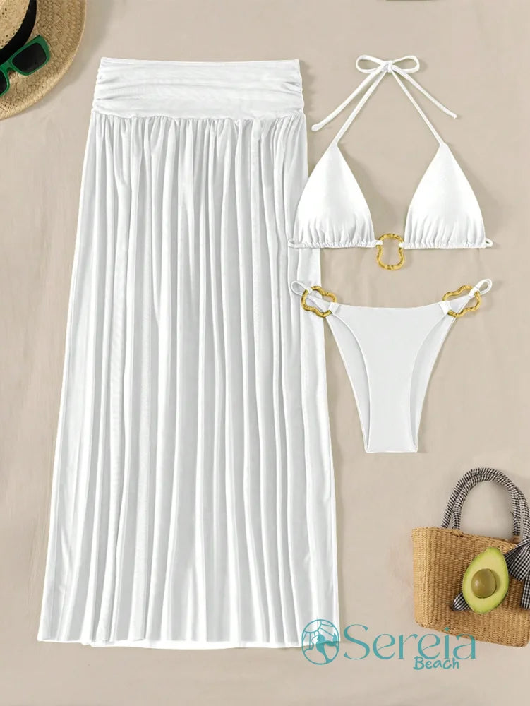 Conjunto de Biquíni com Saia Longa e Argolas Conjunto de Biquíni com Saia Longa e Argolas