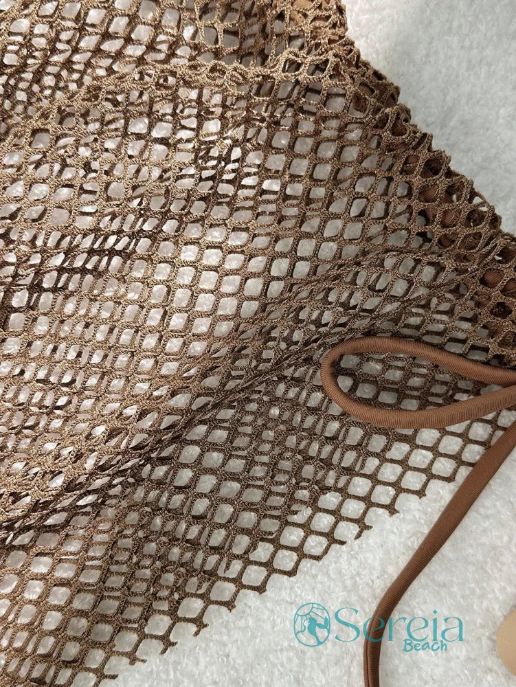 Conjunto de Biquíni Crochê com Saia e Detalhes Naturais Conjunto de Biquíni Crochê com Saia e Detalhes Naturais