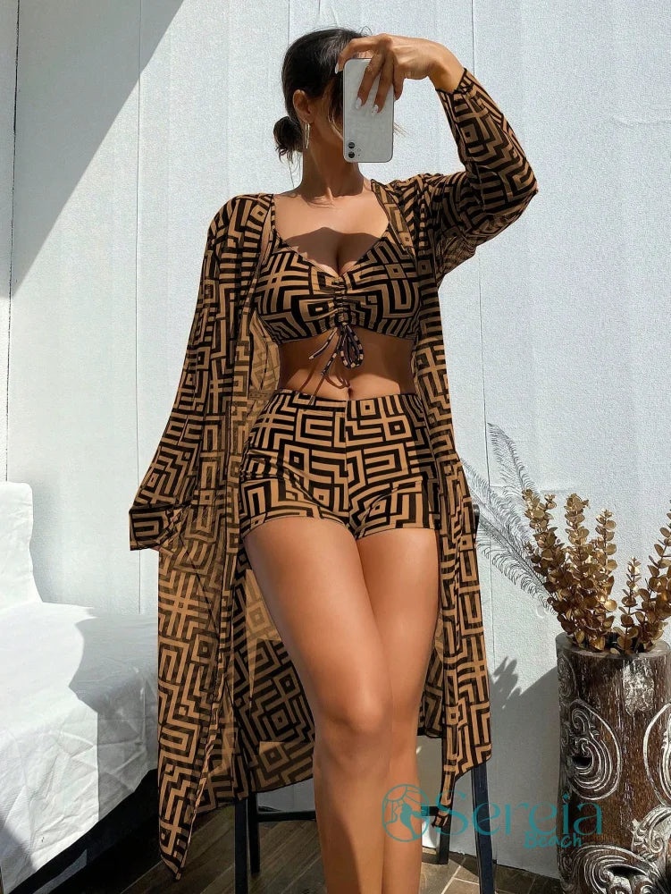 Conjunto de Biquíni Estampado com Amarração Frontal Conjunto de Biquíni Estampado com Amarração Frontal