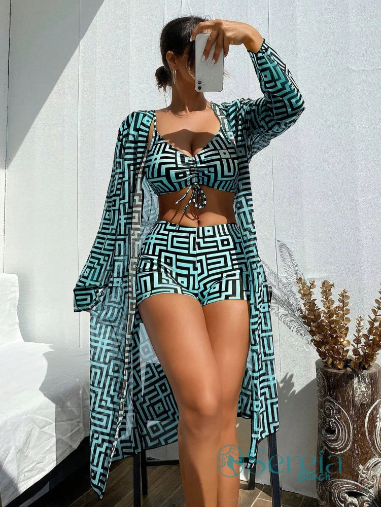 Conjunto de Biquíni Estampado com Amarração Frontal Conjunto de Biquíni Estampado com Amarração Frontal