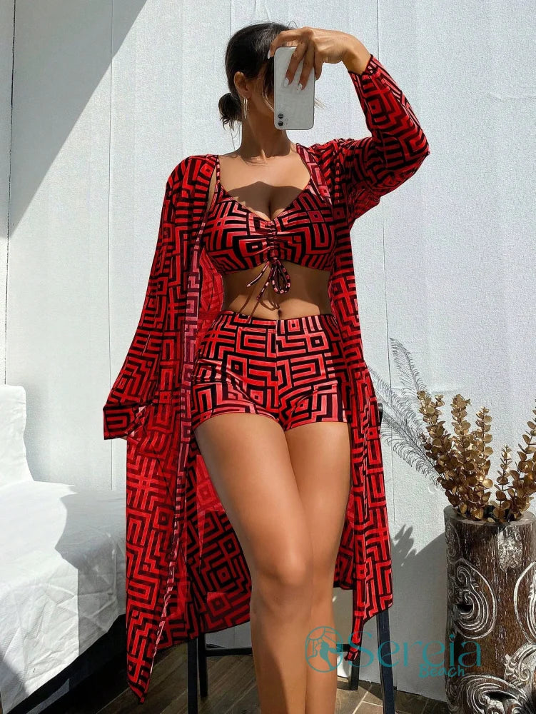 Conjunto de Biquíni Estampado com Amarração Frontal Conjunto de Biquíni Estampado com Amarração Frontal