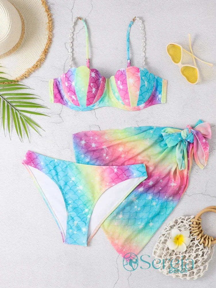 Conjunto de Biquíni Sereia com Canga Tie Dye Conjunto de Biquíni Sereia com Canga Tie Dye