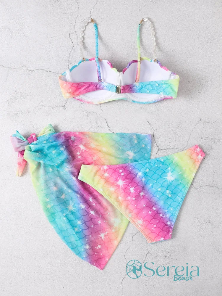 Conjunto de Biquíni Sereia com Canga Tie Dye Conjunto de Biquíni Sereia com Canga Tie Dye