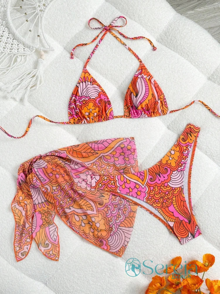 Conjunto de Biquini Triângulo com Canga Assimétrica Conjunto de Biquini Triângulo com Canga Assimétrica