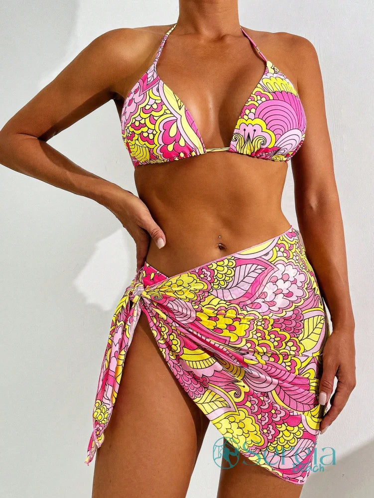 Conjunto de Biquini Triângulo com Canga Assimétrica Conjunto de Biquini Triângulo com Canga Assimétrica