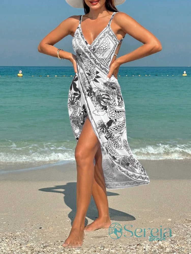 Saída de Praia Canga Estampada com Efeito Lenço Saída de Praia Canga Estampada com Efeito Lenço