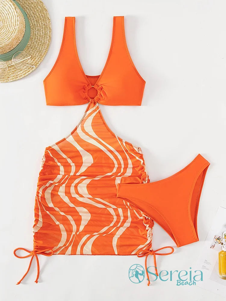 Saída de Praia com Estampa Fluida e Detalhe de Argola Saída de Praia com Estampa Fluida e Detalhe de Argola