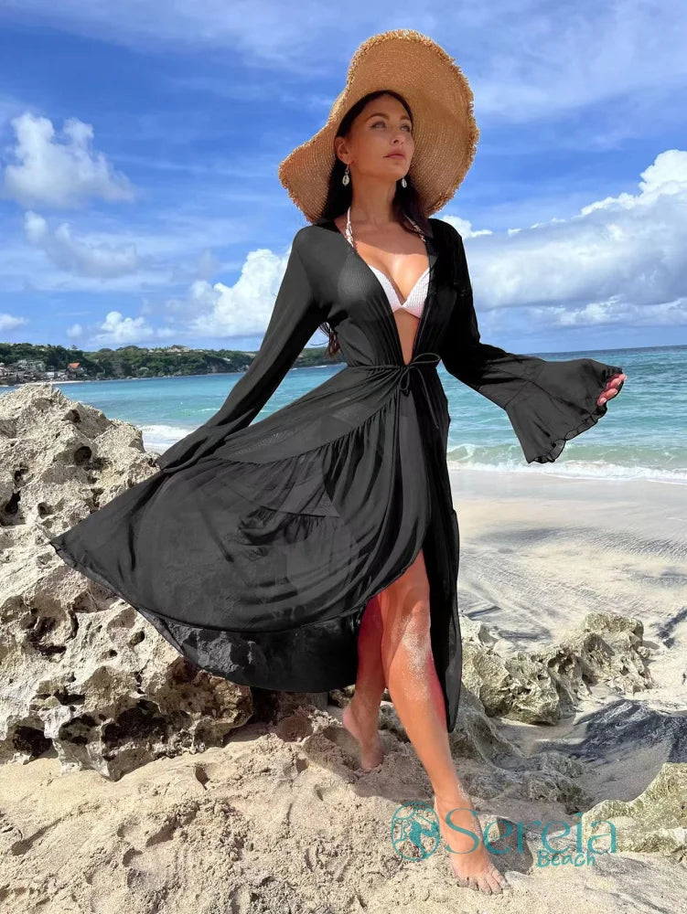 Saída de Praia Longa com Amarração e Tecido Fluido Saída de Praia Longa com Amarração e Tecido Fluido