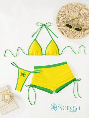 Biquíni Amarelo com Detalhe Bandeira do Brasil Biquíni Amarelo com Detalhe Bandeira do Brasil