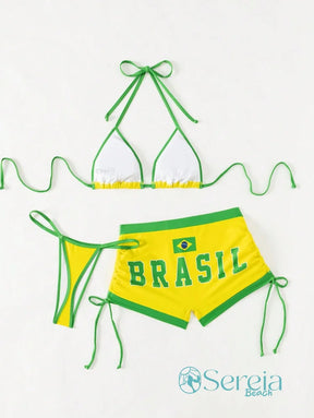 Biquíni Amarelo com Detalhe Bandeira do Brasil Biquíni Amarelo com Detalhe Bandeira do Brasil