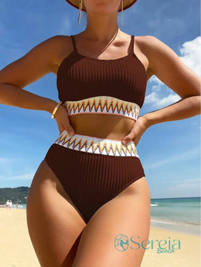 Biquini Cintura Alta com Top Cropped Texturizado Biquini Cintura Alta com Top Cropped Texturizado