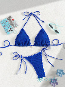 Biquini com Sobreposição em Tela e Detalhe de Concha Azul / P Biquini com Sobreposição em Tela e Detalhe de Concha