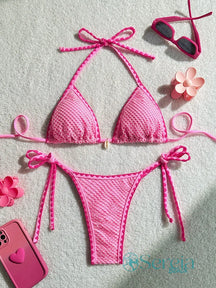 Biquini com Sobreposição em Tela e Detalhe de Concha Rosa / P Biquini com Sobreposição em Tela e Detalhe de Concha