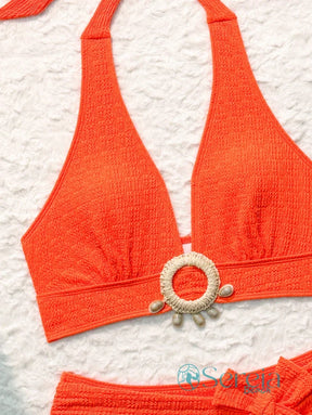 Biquini com Top Halter e Cintura Alta com Laço Lateral Biquini com Top Halter e Cintura Alta com Laço Lateral
