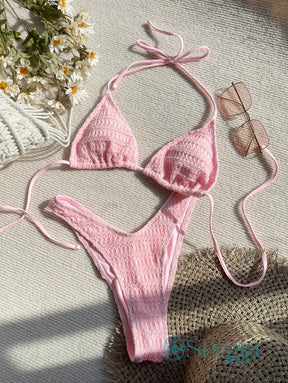 Biquíni Crochê com Top Triângulo e Calcinha Tanga Biquíni Crochê com Top Triângulo e Calcinha Tanga