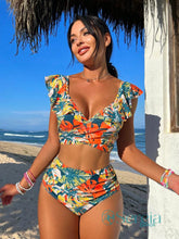 Biquíni Estampado com Babado e Cintura Alta Cor 1 / P Biquíni Estampado com Babado e Cintura Alta