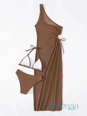 Conjunto de Biquíni com Saída Longa Transpassada com Amarração Lateral Conjunto de Biquíni com Saída Longa Transpassada