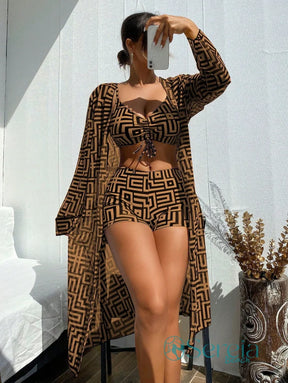 Conjunto de Biquíni Estampado com Amarração Frontal Conjunto de Biquíni Estampado com Amarração Frontal