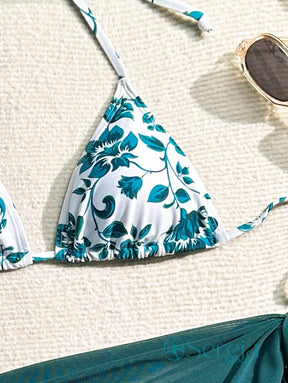 Conjunto de Biquíni Floral com Canga Assimétrica Conjunto de Biquíni Floral com Canga Assimétrica