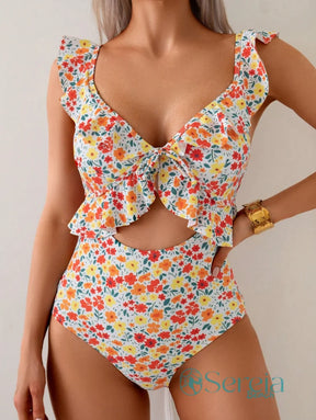 Maiô com Estampa Floral e Cintura Alta Maiô com Estampa Floral e Cintura Alta