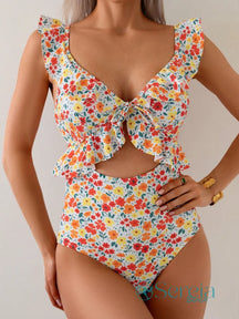 Maiô com Estampa Floral e Cintura Alta Cor 3 / P Maiô com Estampa Floral e Cintura Alta