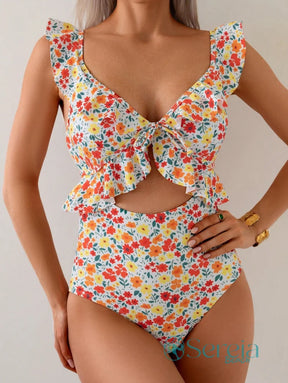 Maiô com Estampa Floral e Cintura Alta Cor 3 / P Maiô com Estampa Floral e Cintura Alta