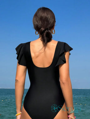 Maiô com Tule Transparente e Babado nos Ombros Maiô com Tule Transparente e Babado nos Ombros
