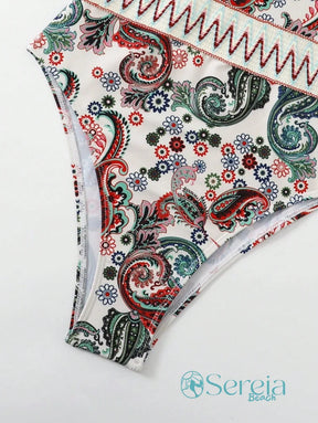 Maiô Estampado com Alça Transpassada no Pescoço Maiô Estampado com Alça Transpassada no Pescoço