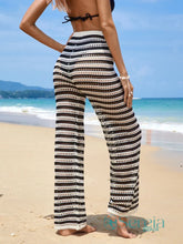 Saída de Praia Calça Listrada com Transparência Leve Preto e Branco / P Saída de Praia Calça Listrada com Transparência