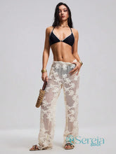 Saída de Praia Calça Rendada com Transparência Elegante Saída de Praia Calça Rendada com Transparência Elegante