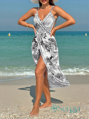 Saída de Praia Canga Estampada com Efeito Lenço Saída de Praia Canga Estampada com Efeito Lenço