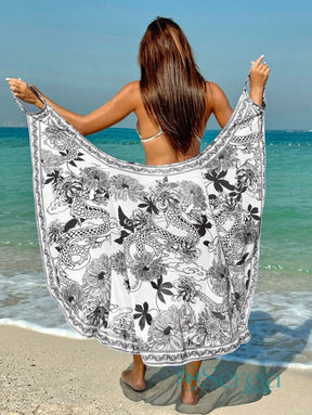 Saída de Praia Canga Estampada com Efeito Lenço Saída de Praia Canga Estampada com Efeito Lenço