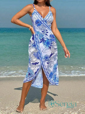 Saída de Praia Canga Estampada com Efeito Lenço Saída de Praia Canga Estampada com Efeito Lenço